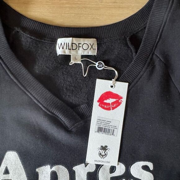 Wildfox Apres Ski Women’s Gidget Beach Jumper Black Size Large V Neck Cozy Comfy - Picture 2 of 6